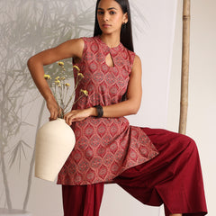 Khushal K Women Cotton kurti With Farshi Salwar - Maroon