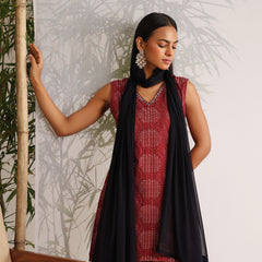 Khushal K Women Cotton kurti and Farshi Salwar with dupatta set - Maroon
