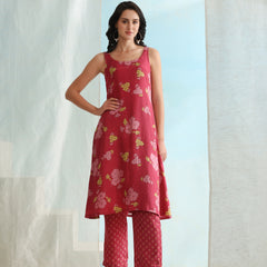 Floral Printed Layered Cord Set With Jacket