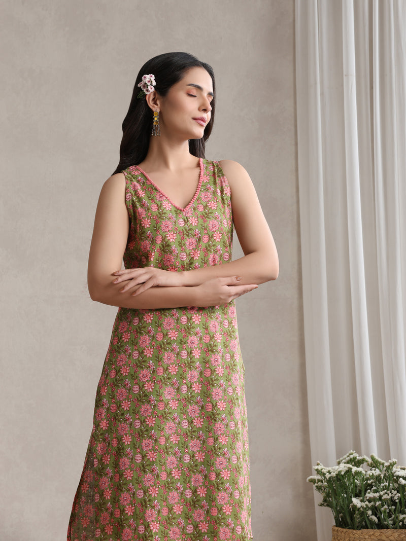 Women Floral Printed Regular Pure Cotton Kurta with Palazzos