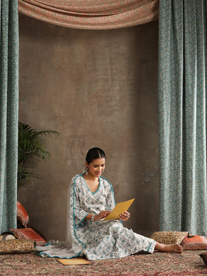 Khushal K Floral Printed A-Line Kurta set