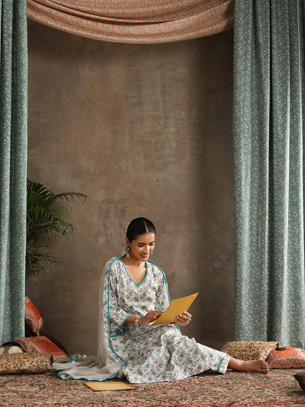 Khushal K Floral Printed A-Line Kurta set