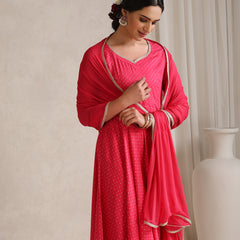 Khushal K Polka Dot Printed Anarkali Kurta set