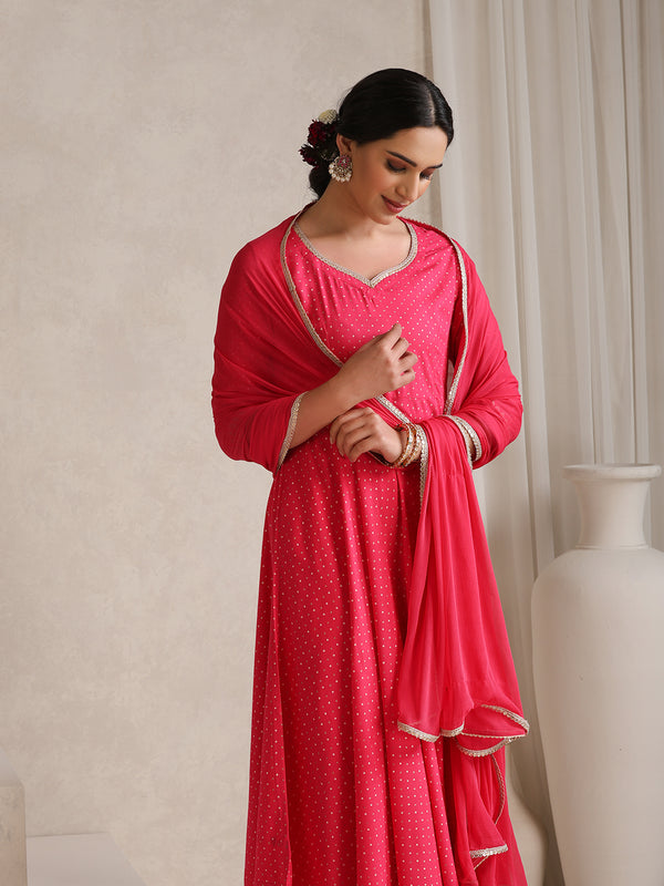 Khushal K Polka Dot Printed Anarkali Kurta set