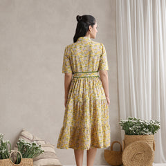 Women Floral Print Shirt Dress