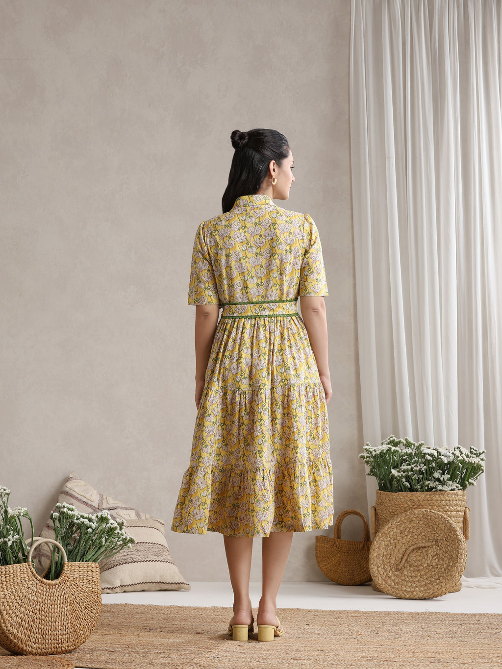 Women Floral Print Shirt Dress