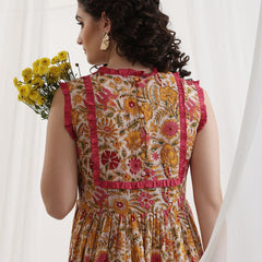 Women Floral Print Fit & Flare Midi Dress
