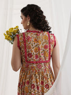 Women Floral Print Fit & Flare Midi Dress