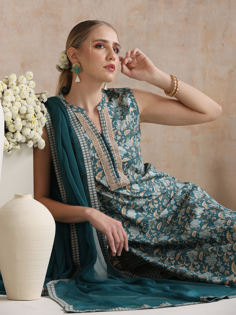 Women Ethnic Motifs Printed Regular Pure Cotton Kurta with Palazzos & With Dupatta