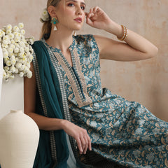 Women Ethnic Motifs Printed Regular Pure Cotton Kurta with Palazzos & With Dupatta