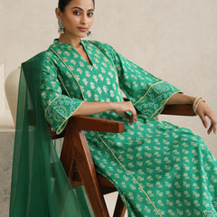 Women Floral Printed Regular Pure Cotton Kurta with Palazzos & With Dupatta