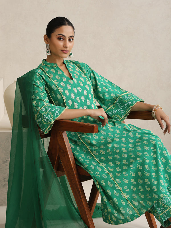 Women Floral Printed Regular Pure Cotton Kurta with Palazzos & With Dupatta