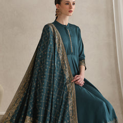 Ethnic Motifs Printed Mandarin Collar A-Line Kurta With Trousers And Dupatta