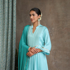 Khushal K Women Embroidered Pleated Gotta Patti Kurta set