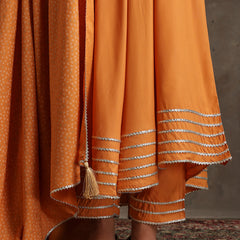 Floral Embroidered V-Neck Thread Work A-Line Kurta With Trousers And Dupatta