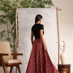 Khushal K Womens Cotton Printed Skirts - Maroon