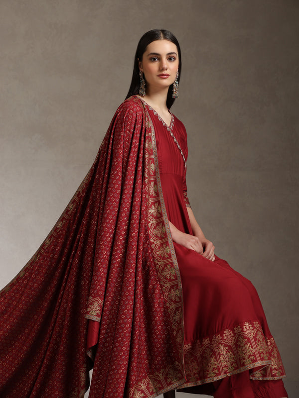 Khushal K Women Solid Anarkali Kurta set