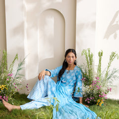 Khushal K Women Cotton Kurti And Farshi Salwar  With Dupatta Set - Blue