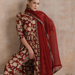 Women Floral Printed Regular Pure Cotton Kurta with Palazzos & With Dupatta