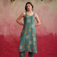 Floral Printed Layered Cord Set With Jacket