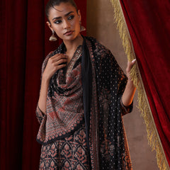 Khushal K Women Cotton kurta and palazzo with dupatta set - Black