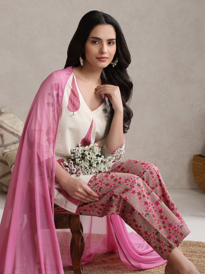 Khushal K Women Ethnic Motifs Printed Regular Pure Cotton Kurta set