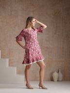 Women Cotton Floral Printed A-Line Dress