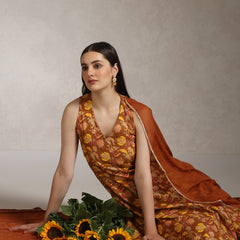 Khushal K Women Floral Printed Sleeveless Pure Cotton Kurta Set