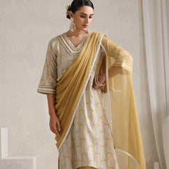 Khushal K Ethnic Motifs Embroidered Mirror Work A-Line Kurta set