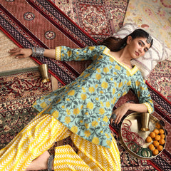 Khushal K Women Cotton Kurta Farsi Salwar Set - Green