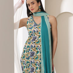 Khushal K Women Floral Printed Cotton Kurta with Trousers & Dupatta