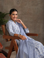 Floral Printed Pure Cotton A-Line Kurta With Palazzos And Dupatta