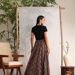 Khushal K Womens Cotton Printed Skirts - Black