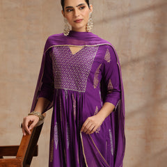 Women Ethnic Motifs Printed Tiered Sequinned Kurta with Trousers & Dupatta