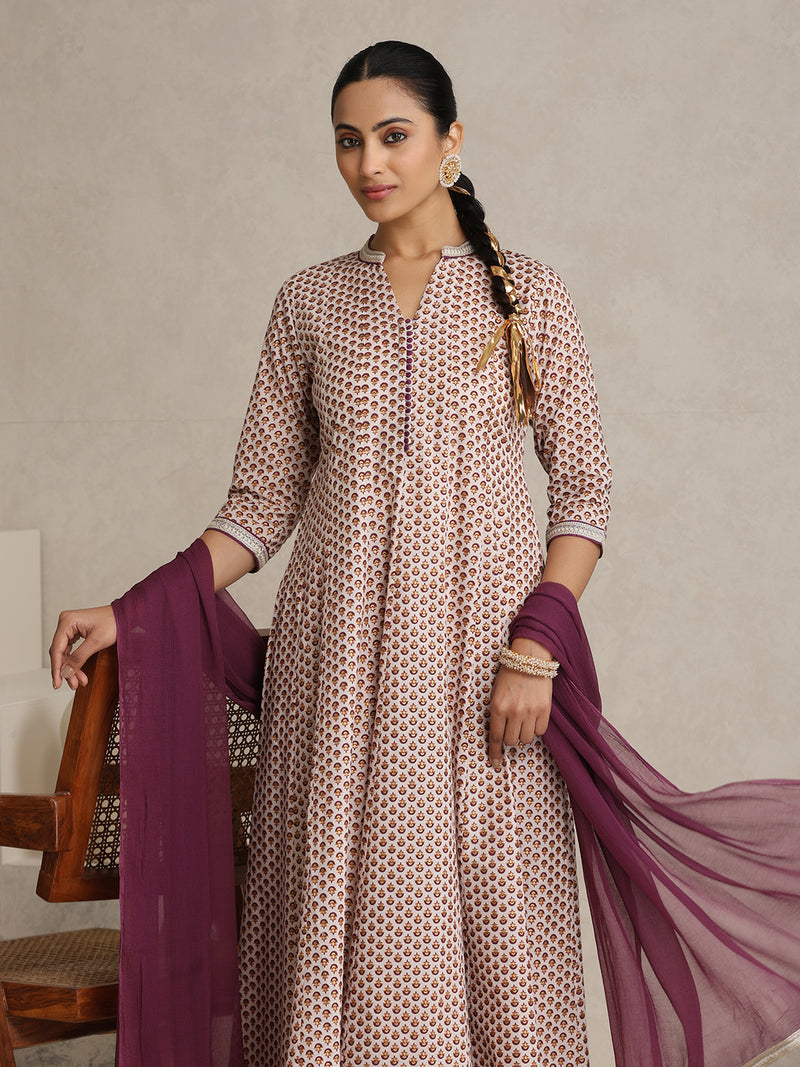 Khushal K Women Floral Printed Cotton A-Line Kurta set