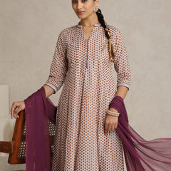 Khushal K Women Floral Printed Cotton A-Line Kurta set
