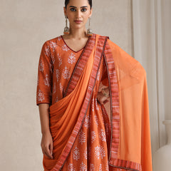 Floral Printed V Neck Pure Cotton A-Line Kurta With Palazzos & Dupatta
