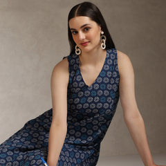 Khushal K Women Ethnic Motifs Printed V-Neck Pure Cotton Kurta set