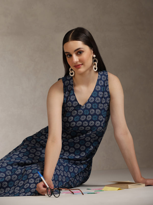 Khushal K Women Ethnic Motifs Printed V-Neck Pure Cotton Kurta set