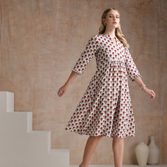 Khushal Women Polka Dot Print A-Line Midi Dress