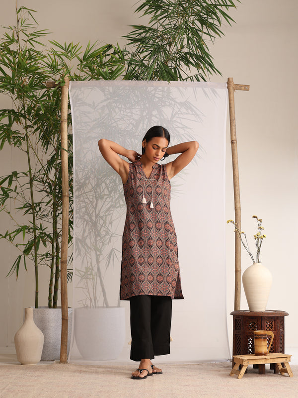 Khushal K Women Cotton kurta With Pant set - Black