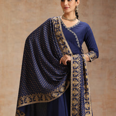 Women’s Ethnic Embroidered Angrakha Kurta Set with Trousers and Dupatta
