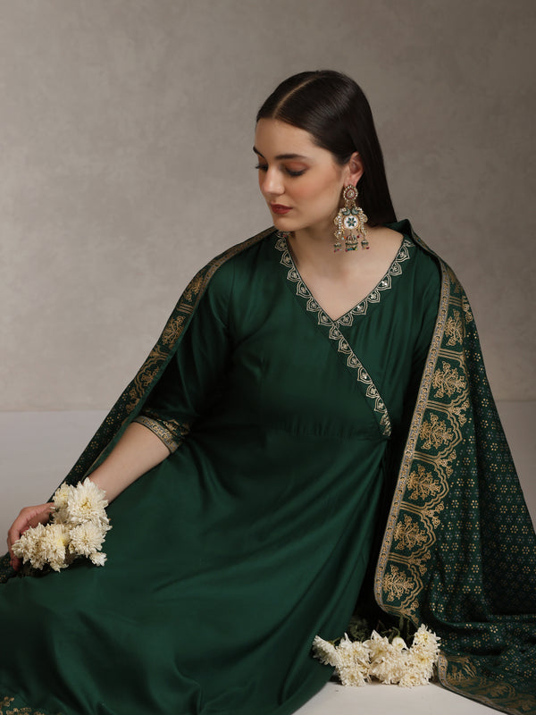 Khushal K Floral Printed Anarkali Thread Work Kurta set