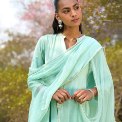 Khushal K Women Cotton Kurta and Palazzo With Dupatta Set - Green