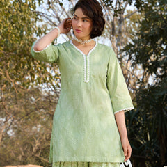 Khushal K Women Printed Regular Pure Cotton green Kurta & Farsi Salwar