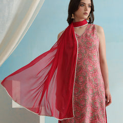 Paisley Printed V-Neck Sleeveless Kurta with Palazzos & With Dupatta