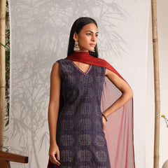 Khushal K Women Cotton kurti and Farshi Salwar with dupatta set - Blue