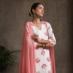Khushal K Women Floral Printed Regular Straight Kurta set