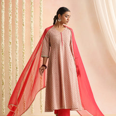 Women Ethnic Motifs Printed Pure Cotton Kurta & Trouser With Dupatta