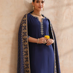 Ethnic Motifs Embroidered V-Neck Thread Work Kurta With Trousers & Dupatta